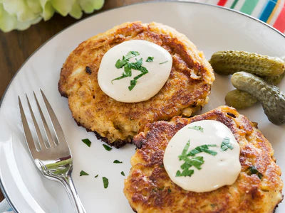 Crab Cakes with Simple Cornichon Remoulade LFE Approved Recipe