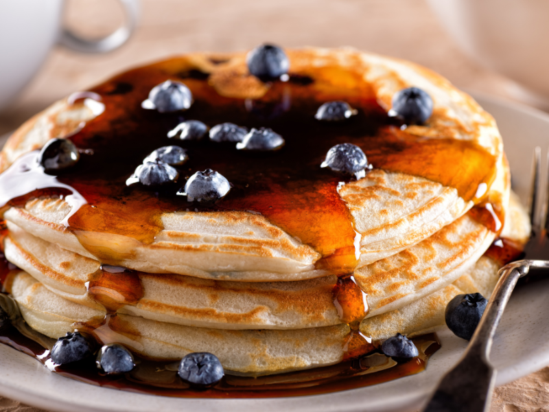 protein pancakes with blueberry compote gut friendly recipe