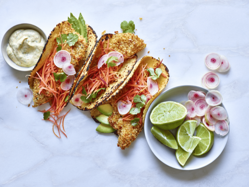 Fish Tacos with Creamy Lime Sauce